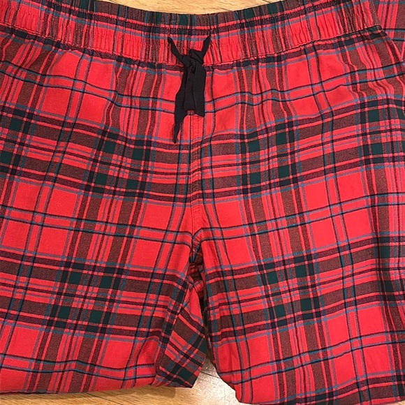 Red and Blue Plaid Flannel Button Cuff Pajama Pants - Picture 2 of 8